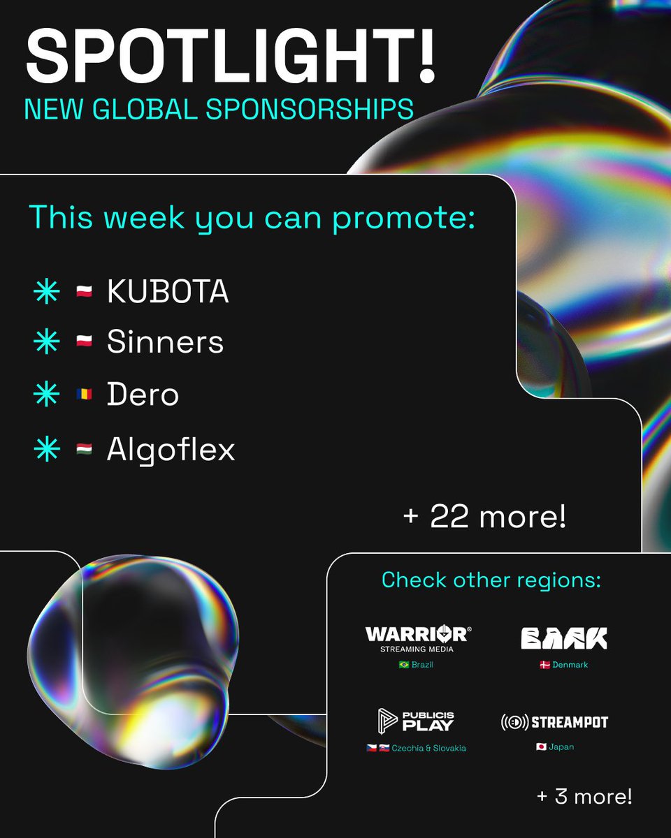 Style, action, and wellness in one powerful mix! 🧼 

Jump into this week’s sponsorships and explore even more with our global partners from Brazil, Denmark, Czechia, Slovakia, Japan, and more! 🚀

<a href="/kubotastore/">Kubota</a> <a href="/SinnersMovie/">SinnersMovie</a> #Dero #Algoflex