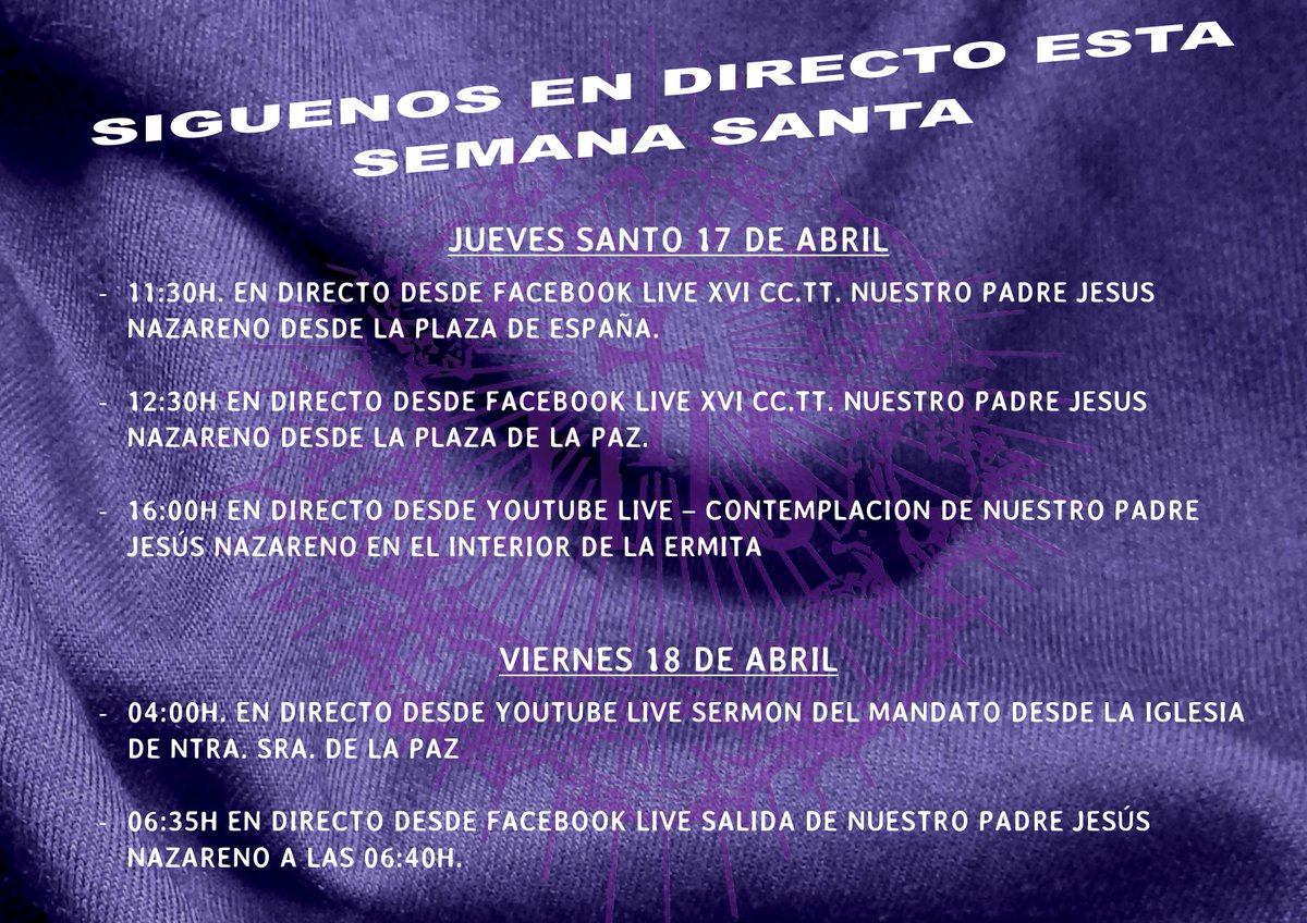 SIGUENOS EN DIRECTO ESTA SEMANA SANTA