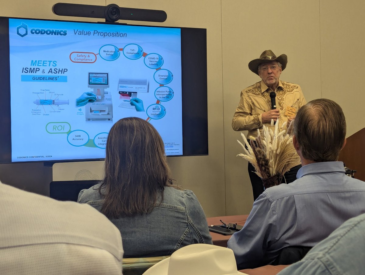 Codonics (@codonics) on Twitter photo ๐ค Saddled up at the Wild Wild West Think Tank with <a href="/TexasChildrens/">Texas Children's</a>!
Codonics VP Mike Kolberg shared how Safe Label System (SLS) is transforming perioperative safety + teased future tech thatโs just over the horizon. Big things coming. Stay tuned.
#SafeLabelSystem #RFID ๐ค Saddled up at the Wild Wild West Think Tank with <a href="/TexasChildrens/">Texas Children's</a>!
Codonics VP Mike Kolberg shared how Safe Label System (SLS) is transforming perioperative safety + teased future tech thatโs just over the horizon. Big things coming. Stay tuned.
#SafeLabelSystem #RFID