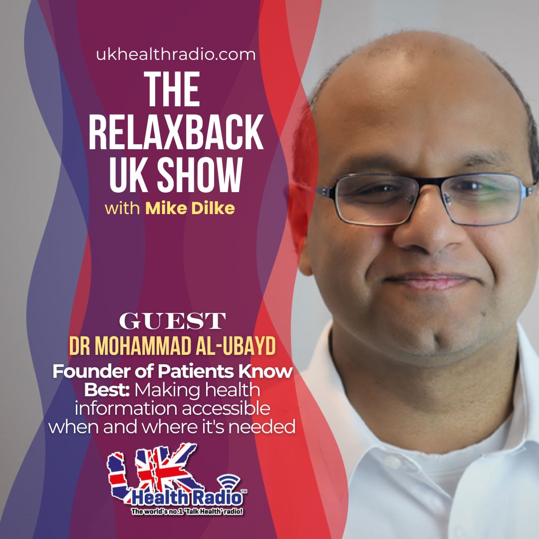 UK Health Radio™ (@ukhealthradio) on Twitter photo The <a href="/relaxbackuk/">relaxbackuk</a> Show with Mike Dilke on <a href="/ukhealthradio/">UK Health Radio™</a> - Dr Mohammad Al-Ubaydli started Patients Know Best <a href="/patientsco/">Patients Know Best</a> as a way for patient health information to be available in the right place at the right time.
👉🏼 🎧bit.ly/3Y44Pw5 #wellbeingpodcast #ukhealthradio The <a href="/relaxbackuk/">relaxbackuk</a> Show with Mike Dilke on <a href="/ukhealthradio/">UK Health Radio™</a> - Dr Mohammad Al-Ubaydli started Patients Know Best <a href="/patientsco/">Patients Know Best</a> as a way for patient health information to be available in the right place at the right time.
👉🏼 🎧bit.ly/3Y44Pw5 #wellbeingpodcast #ukhealthradio