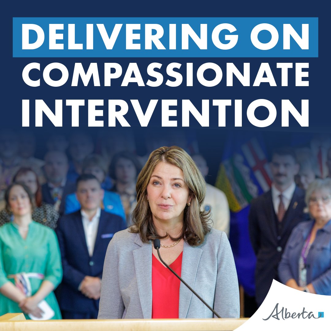 ABDanielleSmith's tweet photo. There is no compassion in leaving people to suffer in the throes of addiction and in Alberta we choose recovery. That’s why we’re introducing compassionate intervention – another tool in the Alberta Recovery Model – to help keep our communities safe while ensuring our most vulnerable can access much needed recovery supports.

See Alberta’s plan here: https://t.co/DjQp21WKJa