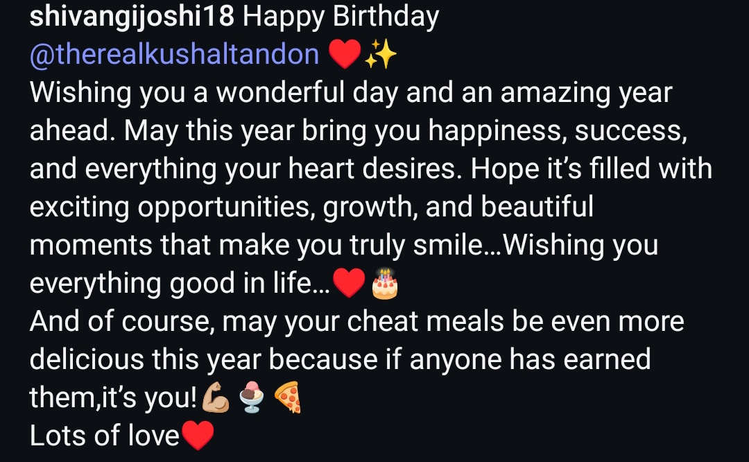 vidushisam's tweet photo. The Birthday wishes for him 🥰🥰
This was sooo sweet 😍😍 

#ShivangiJoshi #kushalTandon #kuShiv https://t.co/EsBJtbGClg