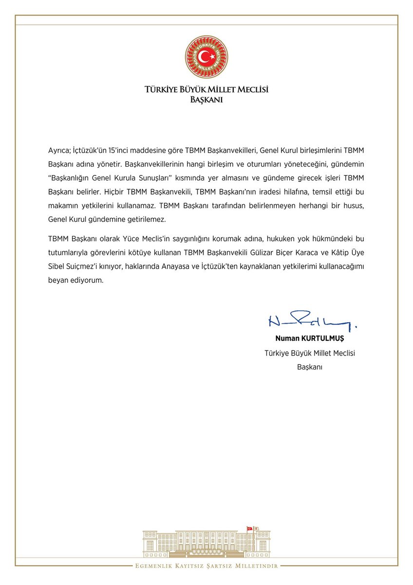 BASIN AÇIKLAMASI

Genel Kurul’un 16 Nisan 2025 tarihli 77’nci Birleşimi’nin açılmasından önce yapılan Danışma Kurulu Toplantısı’nda, TBMM Başkanvekili Sırrı Süreyya Önder’in sağlık durumu münasebetiyle bugün Genel Kurul’da sadece grup başkanvekillerinin geçmiş olsun temennisinde
