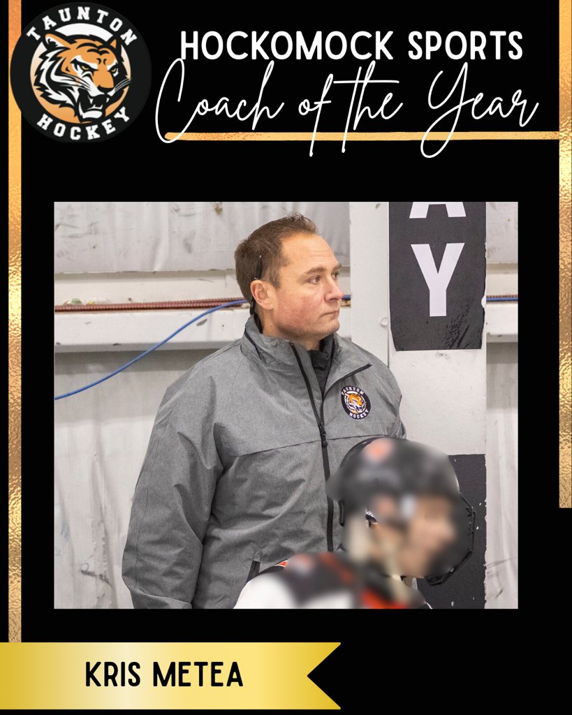 TauntonHSHockey's tweet image. Coach Metea was named Coach of the Year by Hockomock Sports this season!

#TauntonHockey