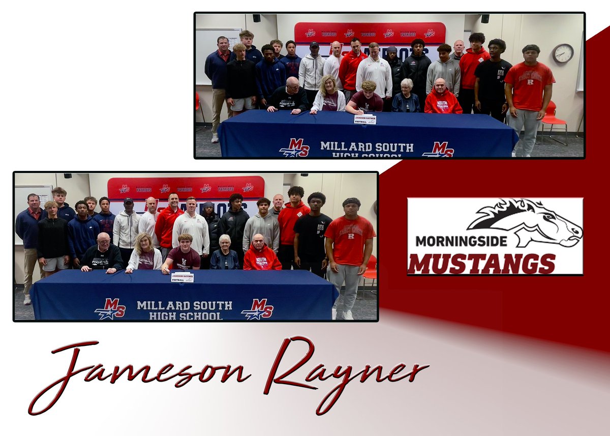 Patriot Nation - Jameson Rayner is heading to the Siouxland area next year to continue his education and football playing career at Morningside University! <a href="/MsideFootball/">Morningside University Football</a> is getting a fiercy competitor and a great kid! Great job, Jameson! <a href="/MSouthFootball/">Millard South Football</a> #MillardSouthFamily