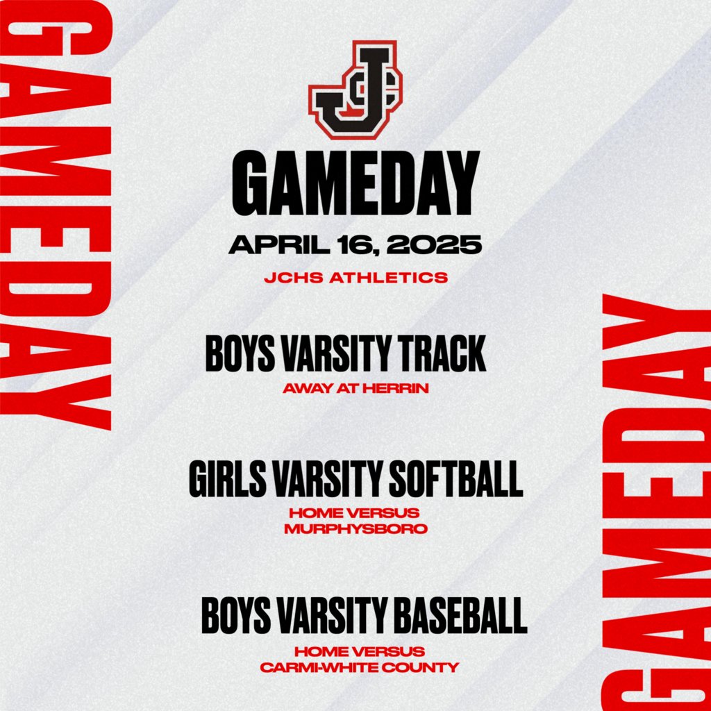 It's a busy Wednesday for JCHS Athletics! 

Boys Varsity Track is traveling to Herrin for a meet today, and our Varsity Softball and Varsity Baseball teams have home games for a third time this week. 

We wish all of our athletes luck today as they compete! You've got this 🙌