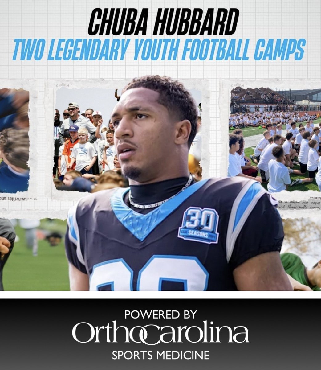 OrthoCarolina (@orthocarolina) on Twitter photo Registration for the Chuba Hubbard Football Xperience with <a href="/LSX_Xperiences/">Legendary Sports Xperiences</a> has been extended through April 27!
🏈 May 3: Garinger High School, partnering w/ <a href="/CharMeckSchools/">Charlotte-Mecklenburg Schools</a> & <a href="/JCSUniversity/">Johnson C. Smith U.</a>
🏈 May 4: Monroe High School, teaming w/ <a href="/USOofNC/">USO North Carolina</a>
Learn more: bit.ly/4if3utz Registration for the Chuba Hubbard Football Xperience with <a href="/LSX_Xperiences/">Legendary Sports Xperiences</a> has been extended through April 27!
🏈 May 3: Garinger High School, partnering w/ <a href="/CharMeckSchools/">Charlotte-Mecklenburg Schools</a> & <a href="/JCSUniversity/">Johnson C. Smith U.</a>
🏈 May 4: Monroe High School, teaming w/ <a href="/USOofNC/">USO North Carolina</a>
Learn more: bit.ly/4if3utz