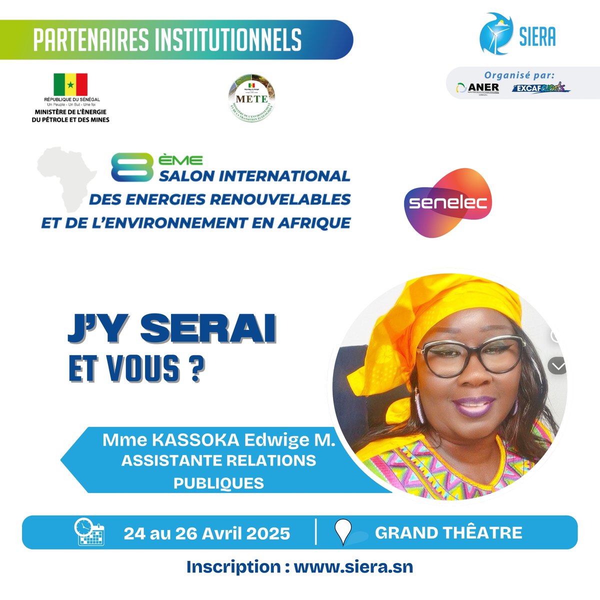 Siera2025's tweet photo. ⚡ @Senelec-L’officiel au #SIERA2025 !
💎 Découvrez comment le leader énergétique sénégalais intègre les renouvelables dans son mix.
📅 24-26 Avril
 📍Dakar
🔗 Infos : https://t.co/H32yd1cRTj
SIERA2025 #SENELEC https://t.co/GT1QnYZs8T