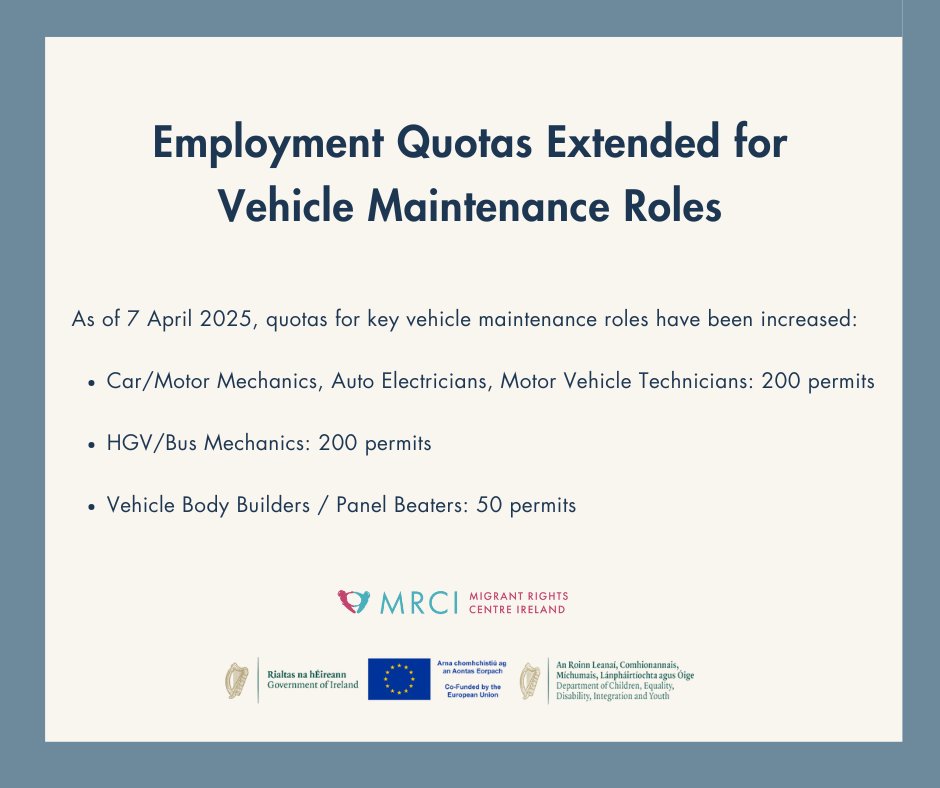 📢 Announcement from the Department of Enterprise, Trade, and Employment!

Read more here: enterprise.gov.ie/en/news-and-ev…

#migrantrights #irelandjobs