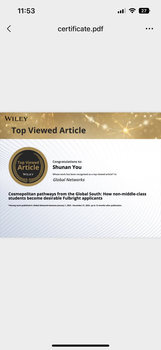 yddshunan's tweet photo. Received an interesting award from Wiley as a top viewed article🤣 https://t.co/UQiQxzZA6I