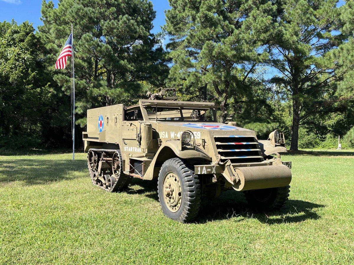 HemmingsNews's tweet photo. Quad 50 mount. Spare tracks. Built in 1943 and still running strong.
This M4A1 Halftrack has lived a second life on parade duty - and looks good doing it.
Available Now https://t.co/s6OgIA0cNS
#Hemmings #HemmingsFinds #Halftrack #WWIIVehicle #MilitaryCollector https://t.co/Hh5E1Je3tc