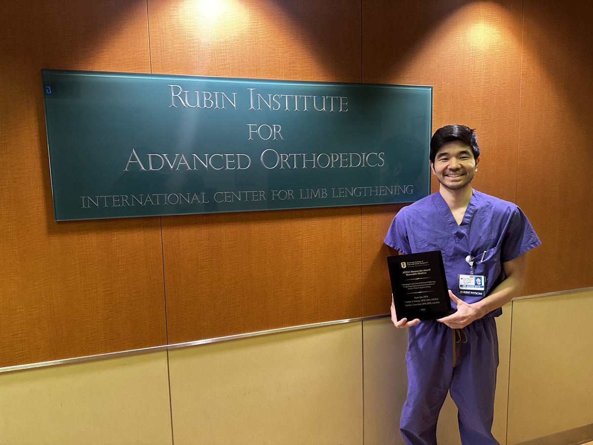 LimbLengthMD's tweet photo. Congratulations to ICLL Foot & Ankle Clinical Fellow Shane Sato, DPM, on being recognized with a manuscript award at the American College of Foot and Ankle Surgeons annual meeting-- the world’s foot and ankle medical conference! #ICLL #ICLLFellow #ACFAS #FootAndAnkle https://t.co/hPYsfIGifj