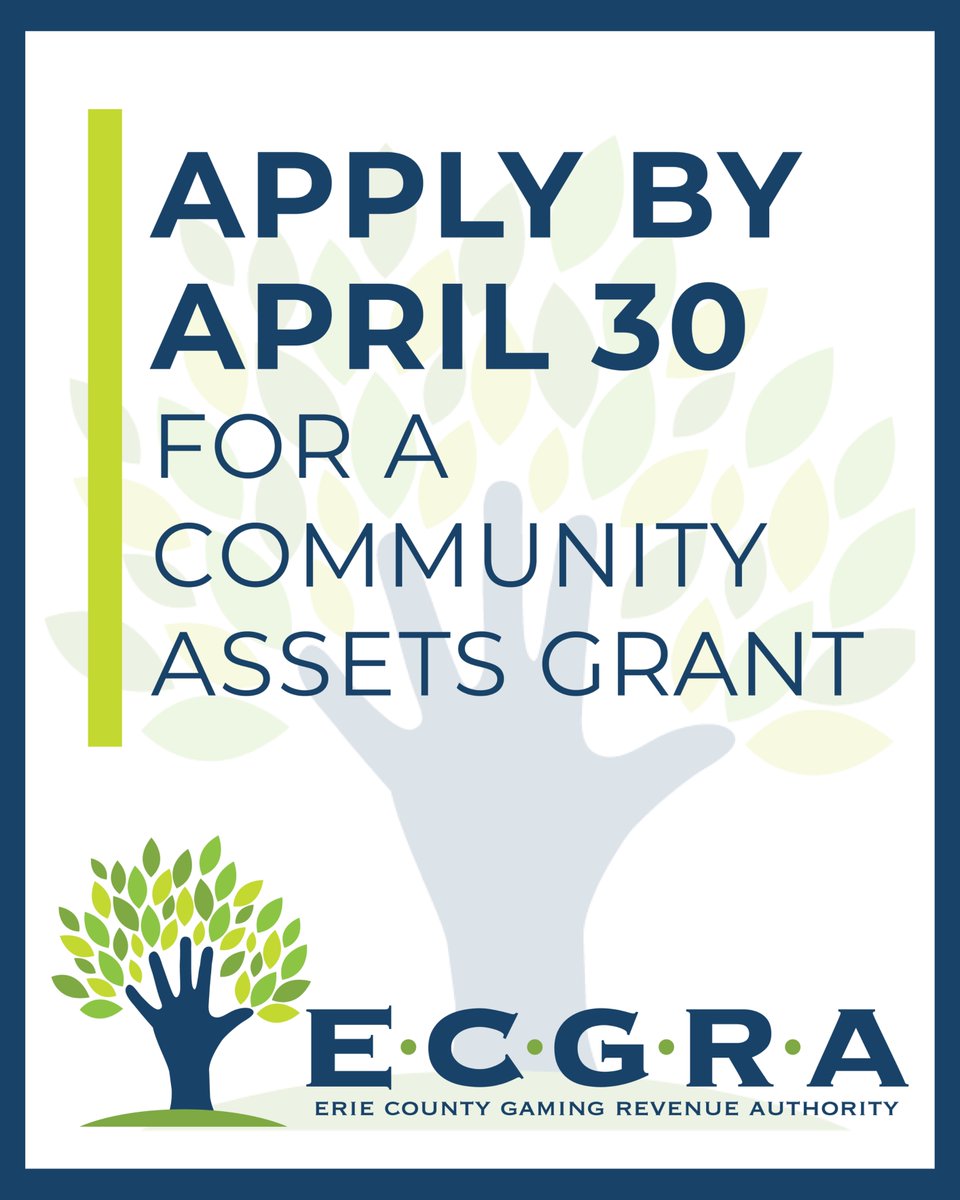 The Community Assets: Arts, Culture &amp; Heritage grant is open until April 30, offering up to $15,000 per application!
 
Apply today!
🔗 ecgra.org/impact-place/c…
 
Questions? Contact Tom Maggio at 814-897-2694 or tmaggio@ecgra.org.