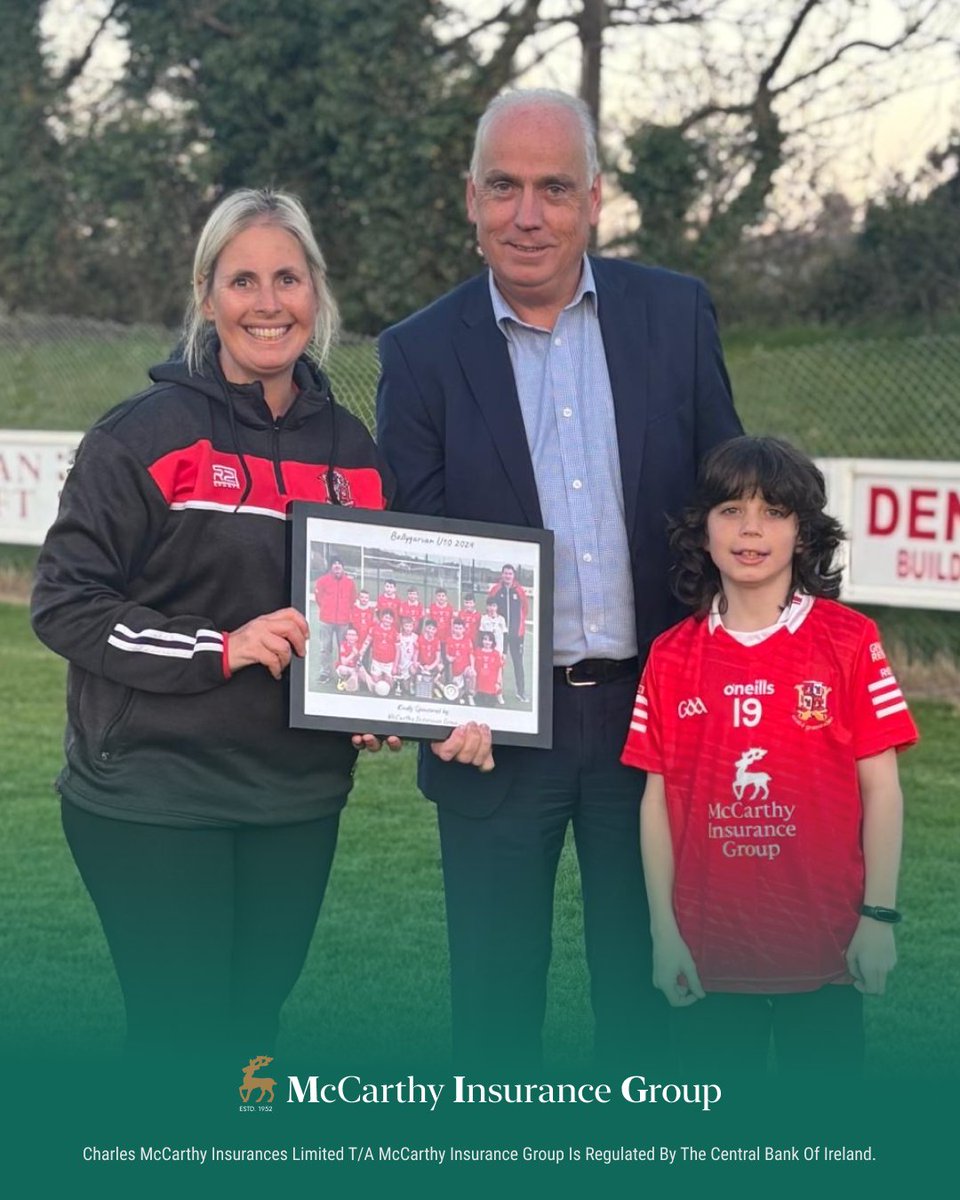 A big thank you to Ballygarvan GAA for the kind presentation made to our Cork City Branch Manager, Seán O’Riordan, in recognition of our support for the U10s' team jerseys.

We’re delighted to support local sport and see the next generation enjoying their time on the pitch.

[AD]