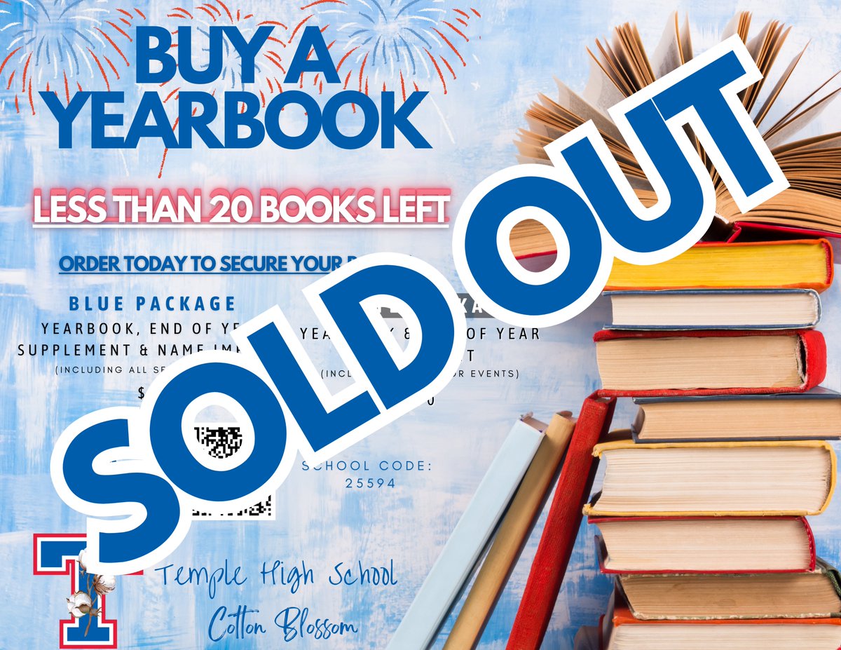 OFFICIALLY SOLD OUT!!
Thank you to everyone who purchased a THS Cotton Blossom!
Once the books are delivered to the school, we’ll share pick-up information with students. Stay tuned!
