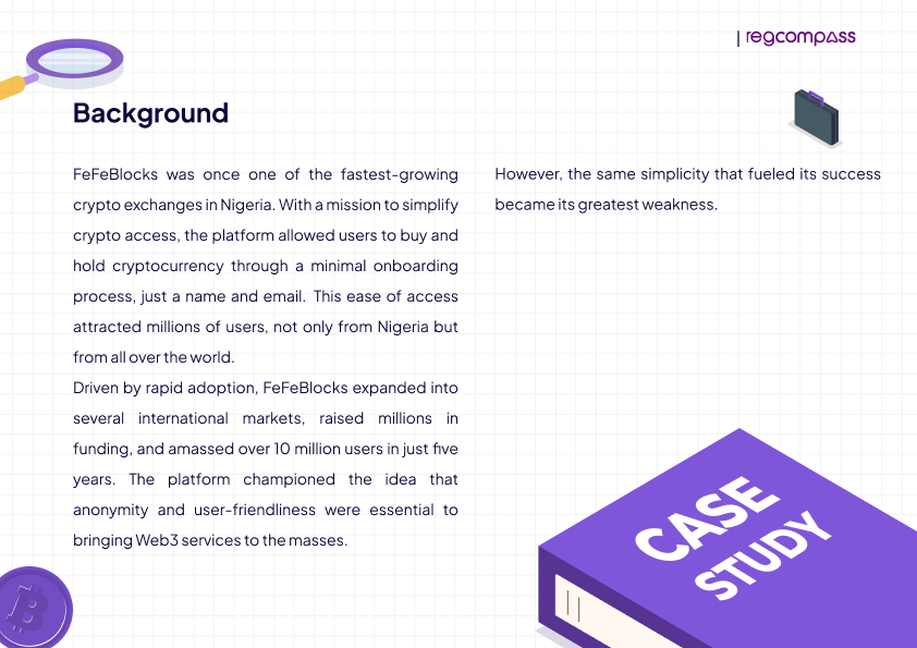 Regcompass_NG's tweet image. They built an empire.
🌍 Went global.
🚫 Skipped KYC.
💥 Then everything exploded.
Read our case study to find out  out how FeFeBlocks went from rising star to regulatory disaster and how you can avoid their mistakes.
#CryptoLessons #FeFeBlocks #Web3Compliance