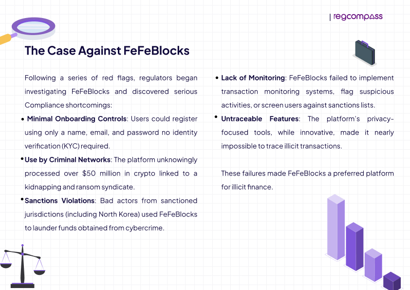 Regcompass_NG's tweet image. They built an empire.
🌍 Went global.
🚫 Skipped KYC.
💥 Then everything exploded.
Read our case study to find out  out how FeFeBlocks went from rising star to regulatory disaster and how you can avoid their mistakes.
#CryptoLessons #FeFeBlocks #Web3Compliance