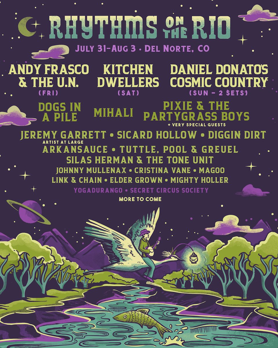 📣 FULL LINEUP ANNOUNCEMENT! 📣

We’re thrilled to be a part of this fantastic lineup with all of these amazing NEW additions for the 18th <a href="/rhythmsontherio/">Rhythms on the Rio</a> festival in Del Norte, CO!