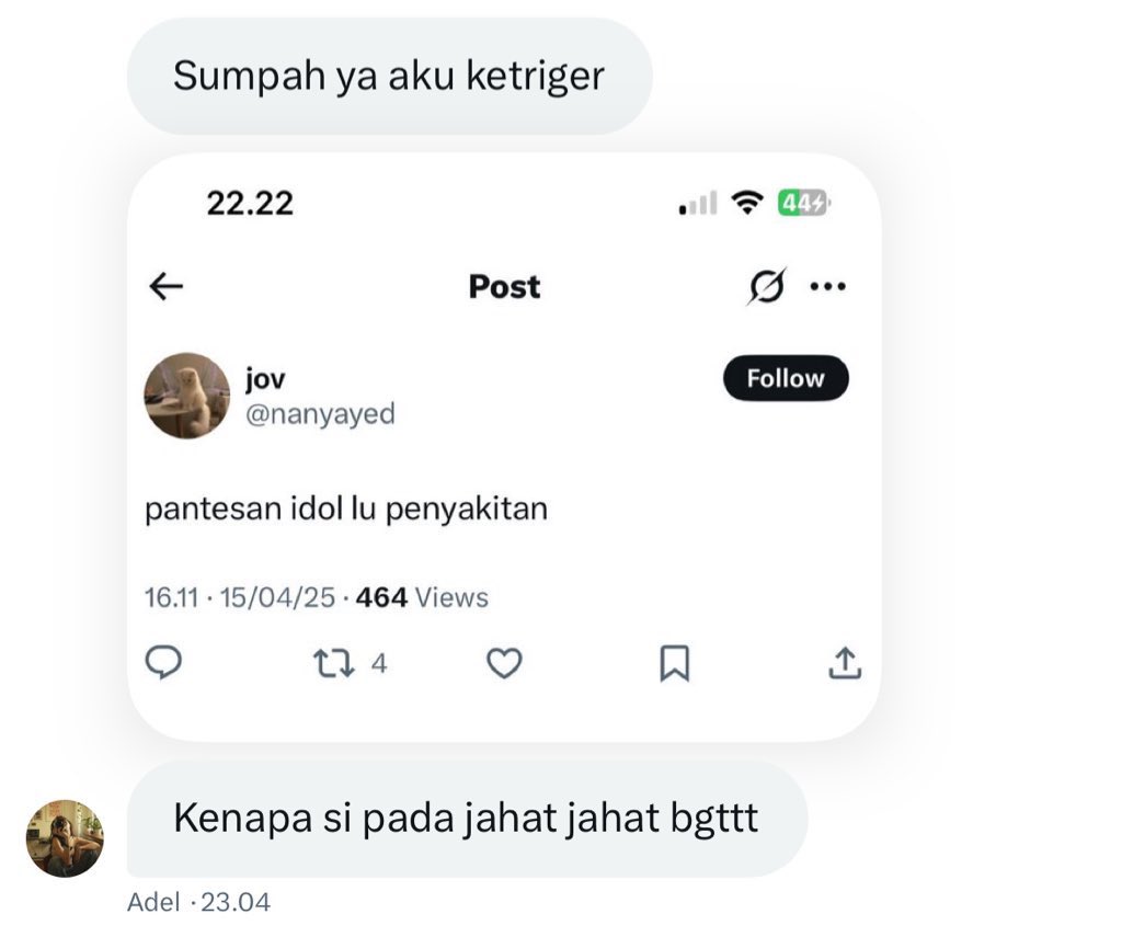 markedbyhae's tweet photo. hadeh sori ya harus berurusan lg apalagi cm grgr gw ikut rep. tapi gue sama adel sama sekali gak salah paham ttg siapa yang buat twit jahat itu dan fokus kita bukan siapa yg ngetwit tapi apa isi twitnya makasih. https://t.co/daI8a4tSpT