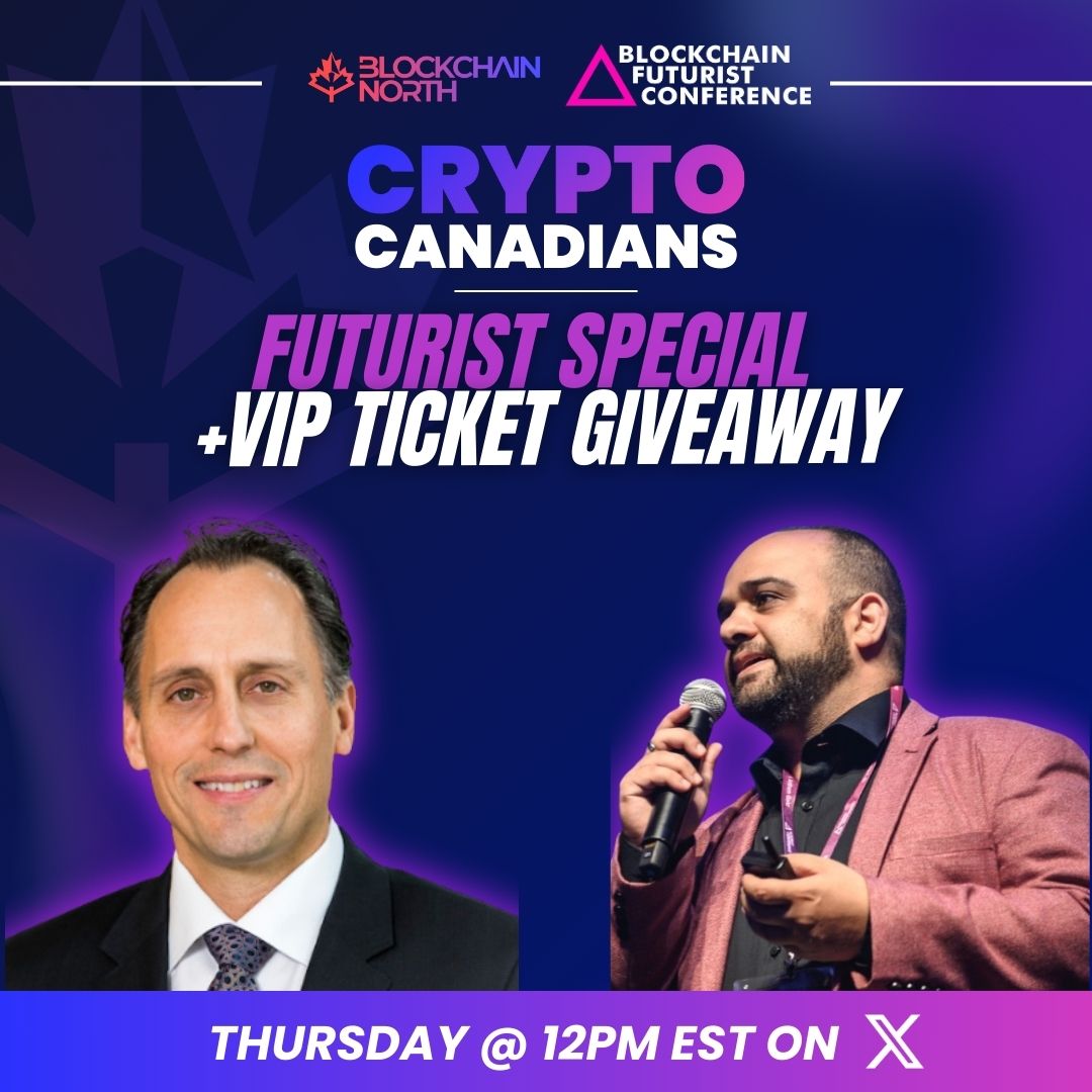 Blockchain North (@blockchainorth) on Twitter photo Crypto Canadians is back on Spaces this Thursday at 12 PM EST! 🚀
🎙️ Futurist Special + VIP Ticket Giveaway
⭐ <a href="/Akhparty/">Mahyar</a>, Co-Founder (<a href="/Futurist_conf/">Blockchain Futurist Conference</a>)
⭐ <a href="/Vinnie2dotOh/">Vincent Kadar</a>, CEO (<a href="/PolymathNetwork/">Polymath</a>)
Crypto headlines, Futurist 2025, and what’s next for Canada’s digital future 🇨🇦 Crypto Canadians is back on Spaces this Thursday at 12 PM EST! 🚀
🎙️ Futurist Special + VIP Ticket Giveaway
⭐ <a href="/Akhparty/">Mahyar</a>, Co-Founder (<a href="/Futurist_conf/">Blockchain Futurist Conference</a>)
⭐ <a href="/Vinnie2dotOh/">Vincent Kadar</a>, CEO (<a href="/PolymathNetwork/">Polymath</a>)
Crypto headlines, Futurist 2025, and what’s next for Canada’s digital future 🇨🇦