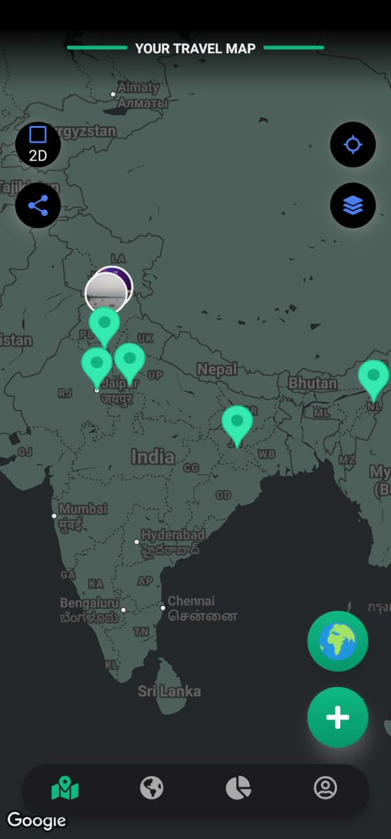 madhav_kwatra's tweet image. Some updates about my app GumiGumi.

- Added 3d Globe view with multiple styles from @Mapbox 
- A share modal for sharing your stats in a polaroid style photo
- Added 2d custom map styles from snazzy maps
- Image uploads using @supabase 
- Custom image markers on map

#notjustdev