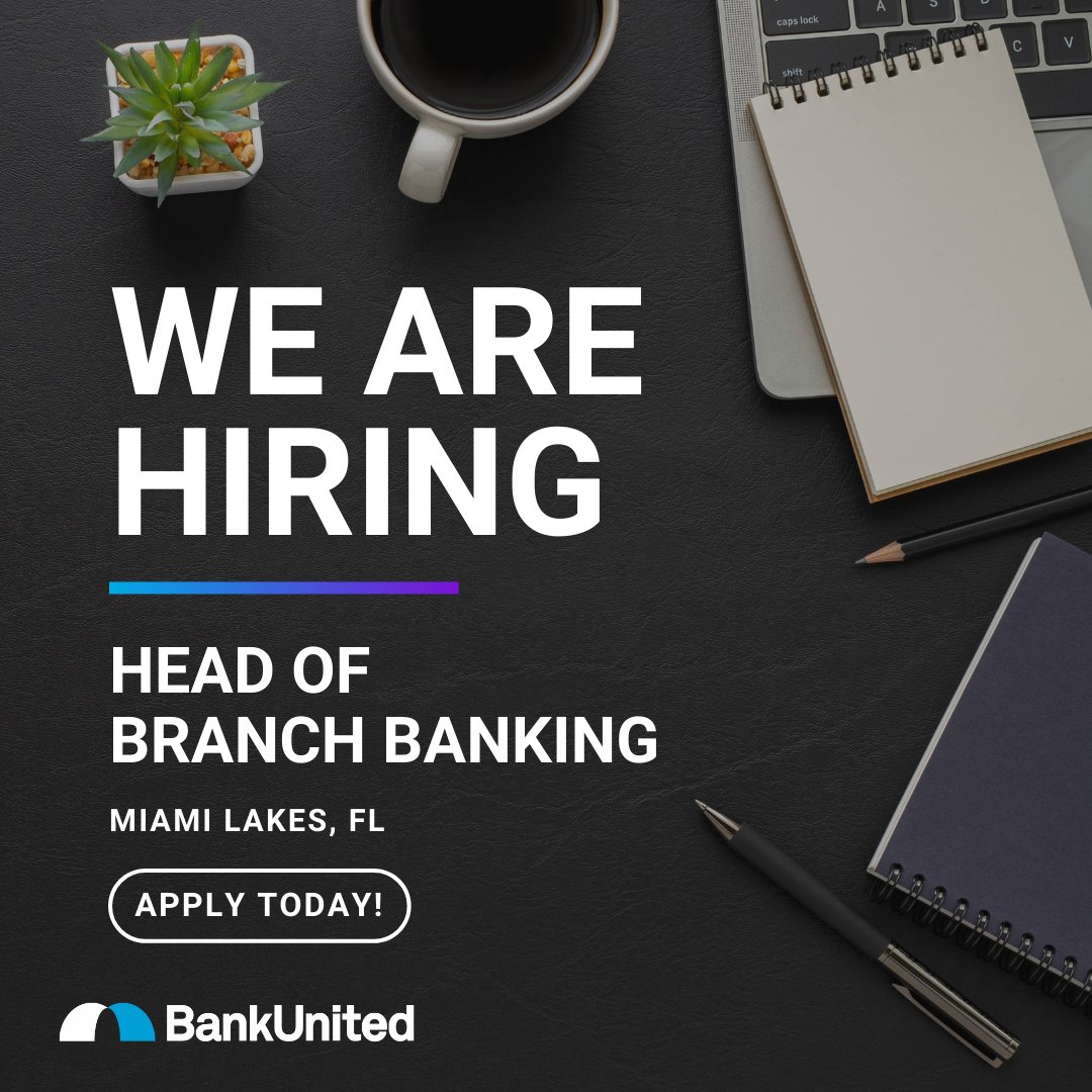 #WorkWithUsWednesday 📣 Are you ready to take your career to the next level? We are hiring! If you thrive in a fast-paced, collaborative environment, join our team! 😄 Check out this job here: bit.ly/4j3uq0y #BankUnited  #WeAreHiring #CareerGoals #JoinOurTeam