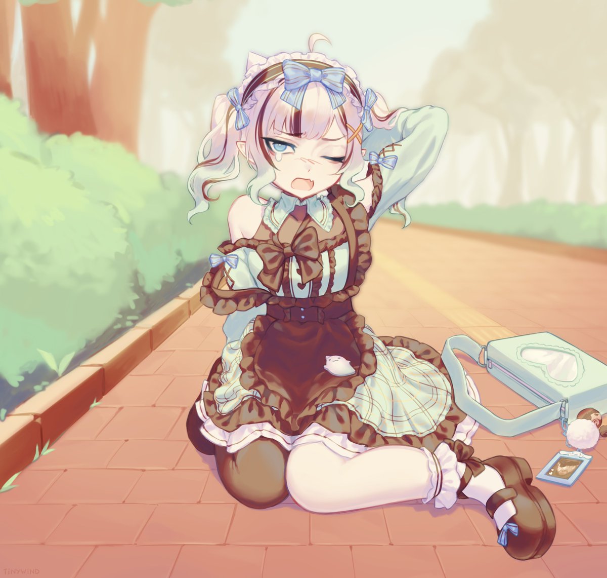 8tinywind8's tweet image. just wanted to draw jirai kei-ish minto for no particular reason....
hey who bumped into her??! 😠
#Fantography