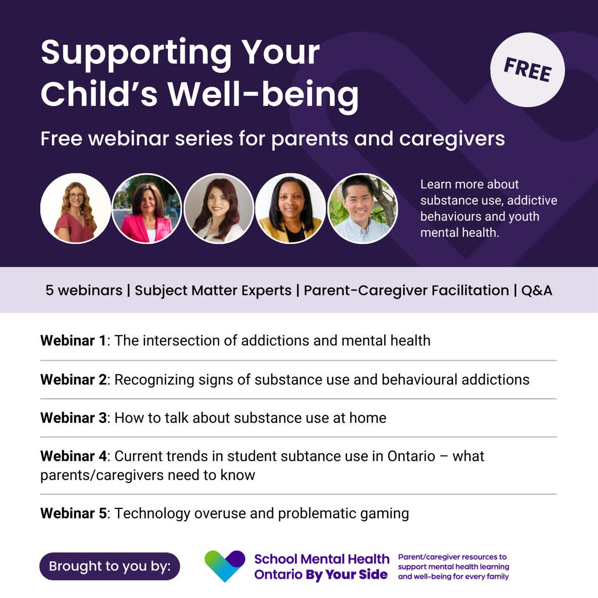 Due to overwhelming demand, we've opened up more seats for our free parent/caregiver webinar series focused on substance use, addictive behaviours and youth mental health!
✅ Don't miss out —register now: …ildwellbeingapr-may2025.eventbrite.ca
#ByYourSide