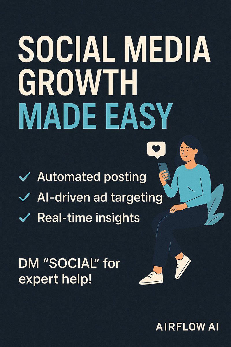 web_airflow's tweet image. Stop posting and praying.
We grow your socials with AI-powered systems that actually work:✅ Automated posting
✅ AI-driven ad targeting
✅ Real-time performance insightsDM “SOCIAL” to get expert support from Airflow AI.