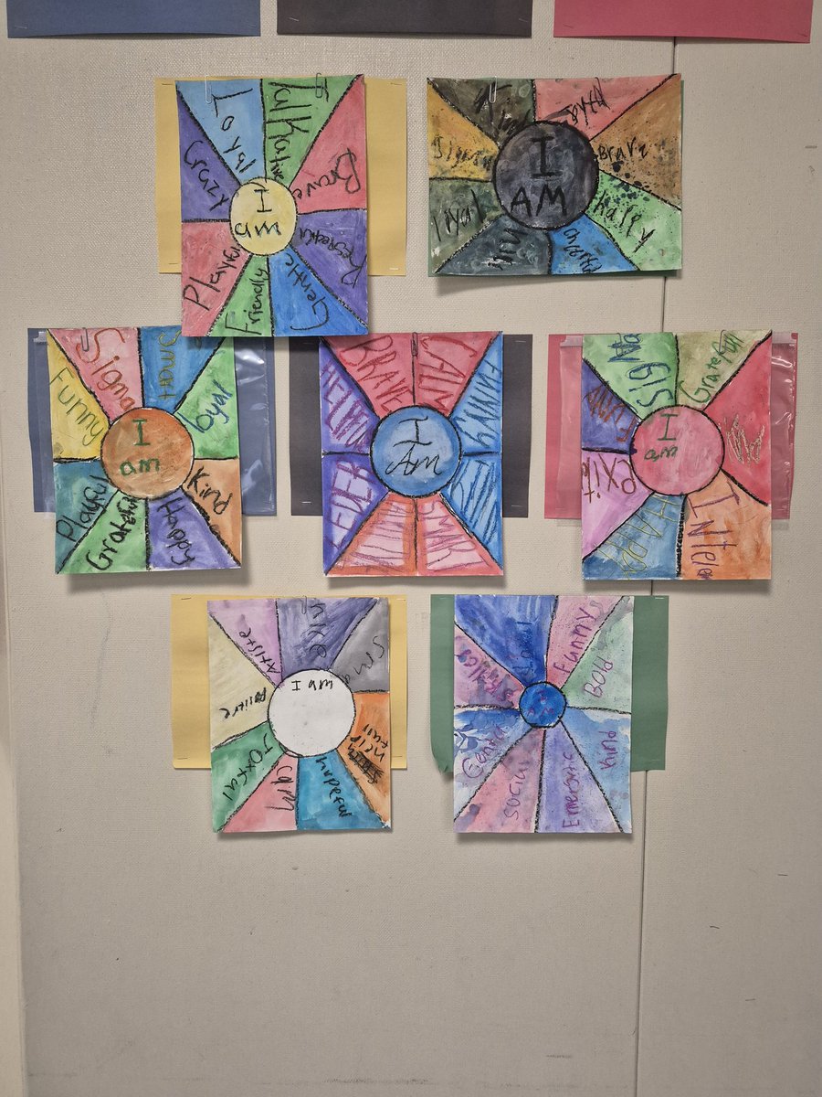 5th graders created art using positive words to describe themselves! 🌞