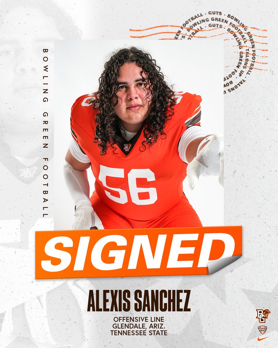 BGSU Football (@bg_football) on Twitter photo ππππππ βοΈ
We would like to officially welcome <a href="/Alexis78Sanchez/">Alexis Sanchez</a> to the BGSU Family π
#Guts x #AyZiggy ππππππ βοΈ
We would like to officially welcome <a href="/Alexis78Sanchez/">Alexis Sanchez</a> to the BGSU Family π
#Guts x #AyZiggy