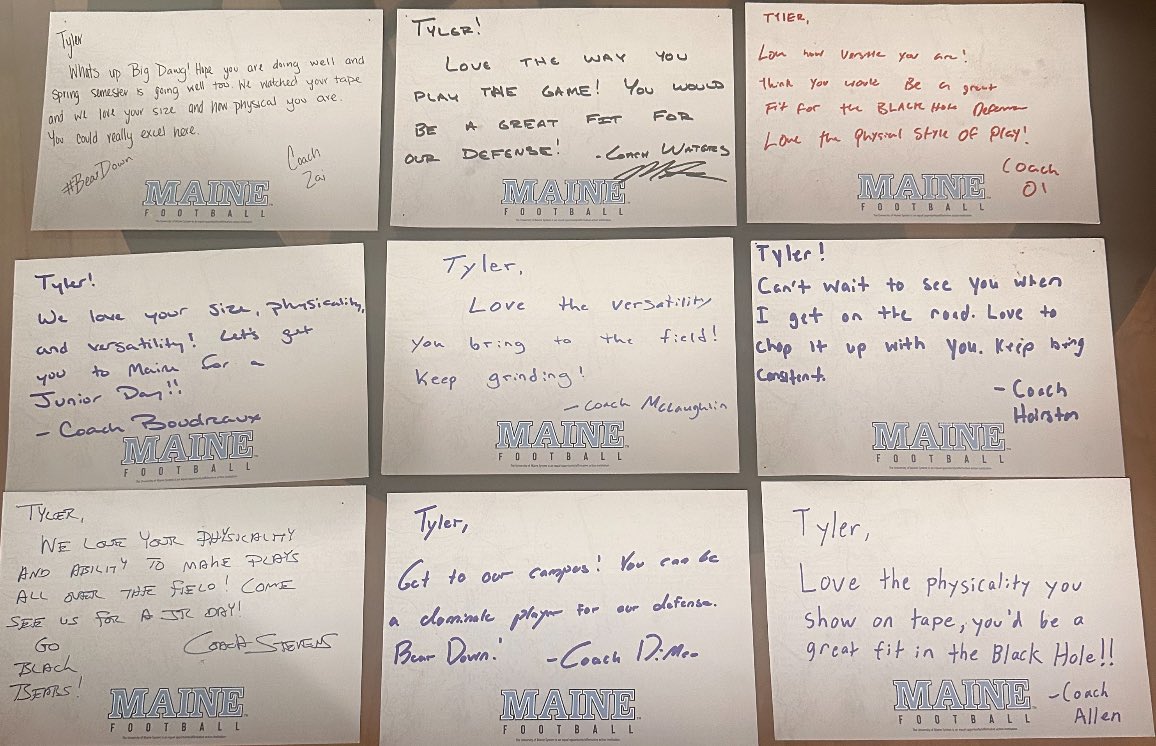 Thank you for the love ! <a href="/BlackBearsFB/">Maine Football</a> 

<a href="/CoachStevensFB/">Jordan Stevens</a> <a href="/Mikahael_Waters/">Mikahael Waters</a> <a href="/Coach_DiMeo/">Umberto Di Meo</a> <a href="/Coach_SCarey/">Spencer Carey</a> <a href="/Coach_AjMc/">Aj Mclaughlin</a> <a href="/_CoachJHairston/">Jalen Hairston</a> <a href="/BoudreauxJeb/">Jeb Boudreaux</a> <a href="/_CoachTAllen/">Thatch Allen</a>