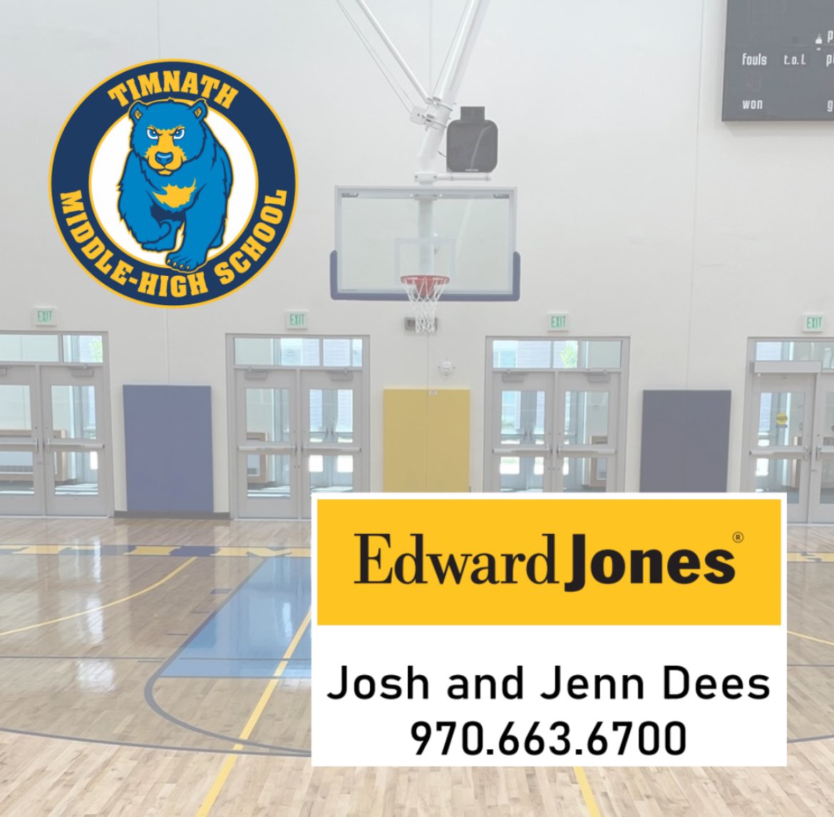 Thank you to our Sponsor Edward Jones! We appreciate your support of Timnath Athletics!