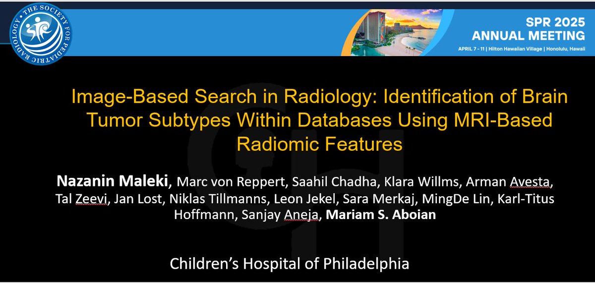 Nazanin Maleki (@malekinazanin) on Twitter photo Presented Image-Based Search for Brain Tumors at #SPR2025! Grateful for all the great feedback from trainees and faculties. This is the first algorithm to differentiate glioma subtypes! huge shoutout to my mentor <a href="/MariamAboian/">Mariam Aboian</a>, <a href="/Saahil__Chadha/">Saahil Chadha</a> & Marc who led the charge on this! Presented Image-Based Search for Brain Tumors at #SPR2025! Grateful for all the great feedback from trainees and faculties. This is the first algorithm to differentiate glioma subtypes! huge shoutout to my mentor <a href="/MariamAboian/">Mariam Aboian</a>, <a href="/Saahil__Chadha/">Saahil Chadha</a> & Marc who led the charge on this!