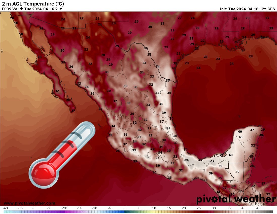 ¿RECUERDAN EL CALOR DE 2024?🥵

🔴Hace exactamente 1 año, entre el 15-16/abril/2024 se registraba intenso calor con algunos récords de temperatura, FAVORECIDO POR #ElNiño

Gran parte de #México superaba 30 °C con más de 40 °C en el Golfo de México; #CDMX reportaba 32-34°C...