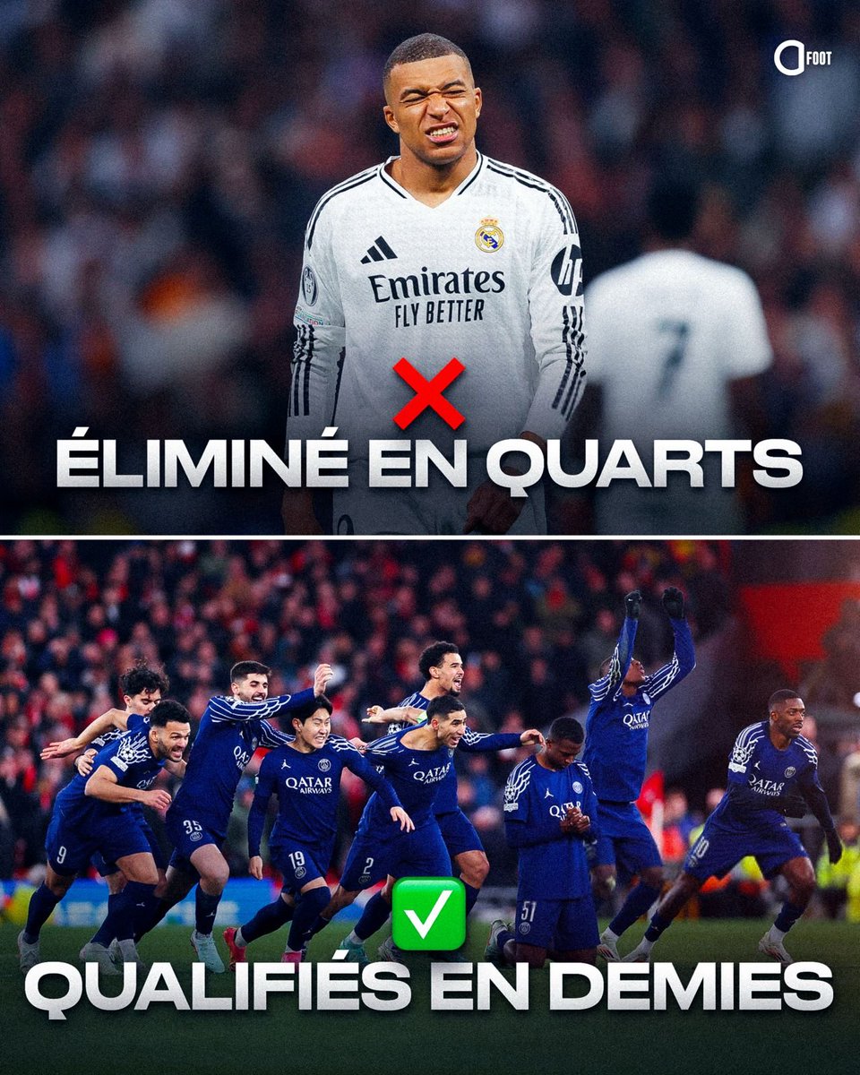 Kylian Mbappé a quitté le Paris Saint-Germain cet été pour remporter la Ligue des champions avec le Real Madrid.

Pour le moment, c'est le PSG qui va plus loin que le Real cette saison. 👀