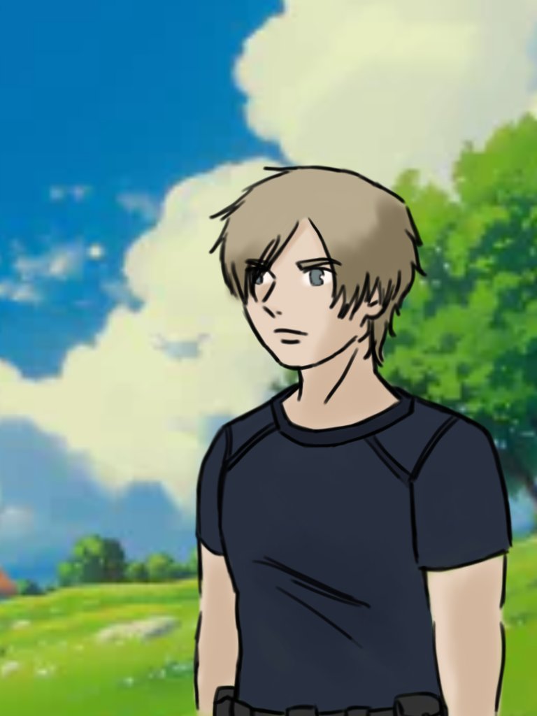 Tried to draw Leon Kennedy in Ghibli studio style.
#leonkennedy #re4r #residentevil4 #fyp