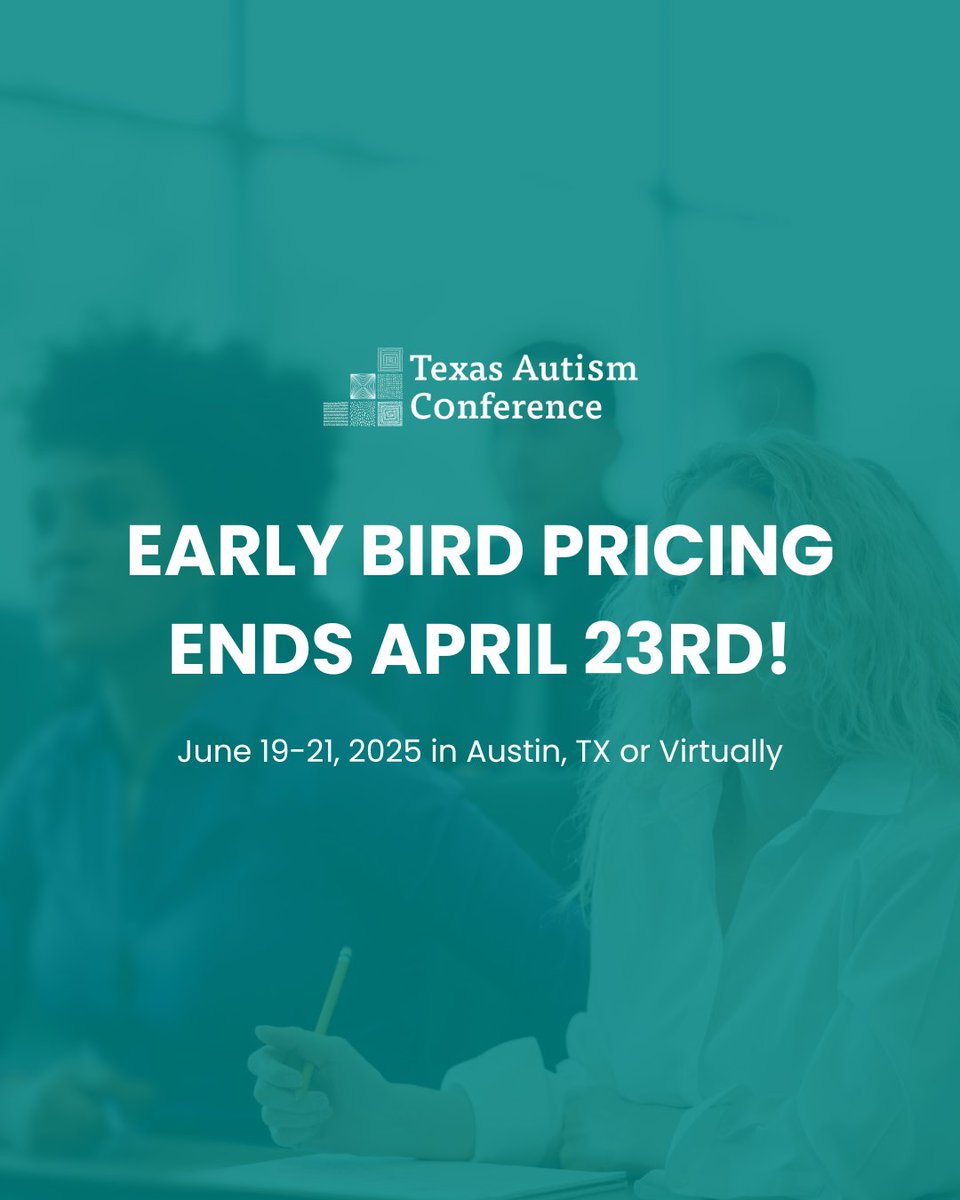 TXSPEDSupport's tweet image. Early Bird Registration for the Texas Autism Conference closes 4/23 at 4 p.m. CDT. Join us in Austin, TX, or virtually and participate in hands-on learning experiences and networking opportunities with educators and professionals across Texas!

Register: spedsupport.tea.texas.gov/learning-libra…