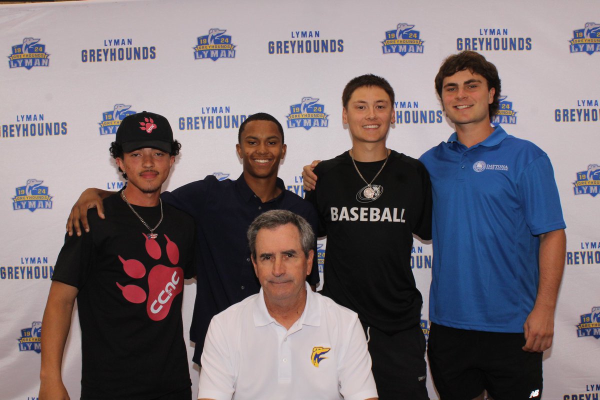 What a great day! Five of our seven seniors have committed to playing college baseball! (Not pictured Keegan Cusick). So proud of our boys!! This is our why at Lyman - seeing our dudes continue to chase their dreams!!