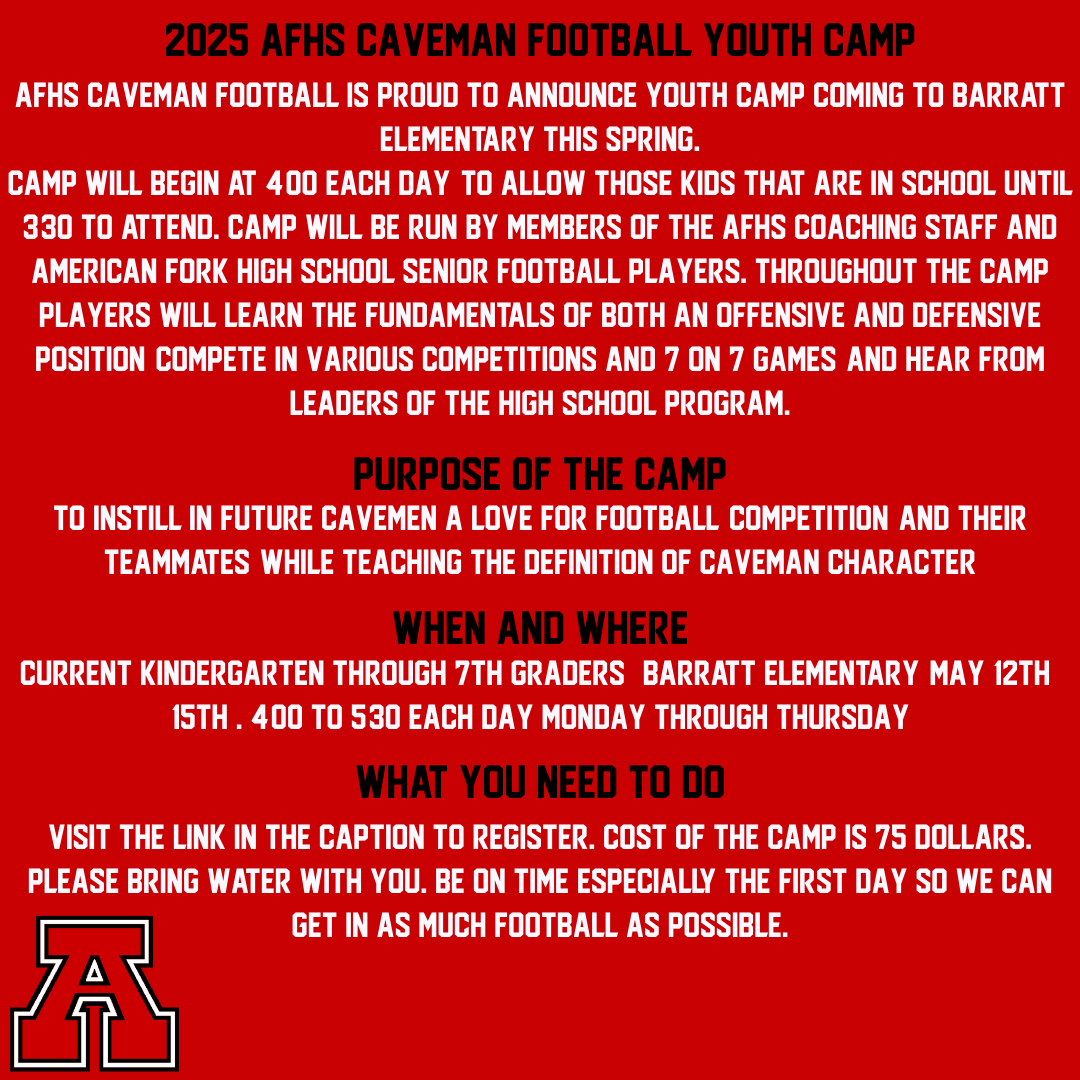 We're excited to announce our 2025 Caveman Football Youth Camp!

You can register by visiting: successfund.com/2025cavemanfoo…
