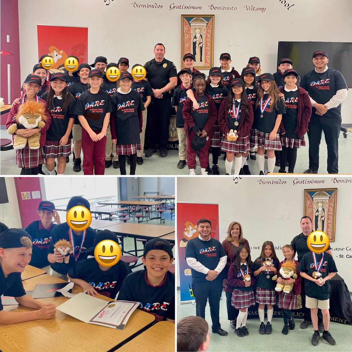 Congratulations to the 5th grade class at St. Catherine of Siena School on graduating from the D.A.R.E. program today!
It’s always a privilege to work alongside such a dedicated and supportive school. 
Way to go, graduates!  

#WakeForestPoliceDepartment #TownofWakeForest #DARE