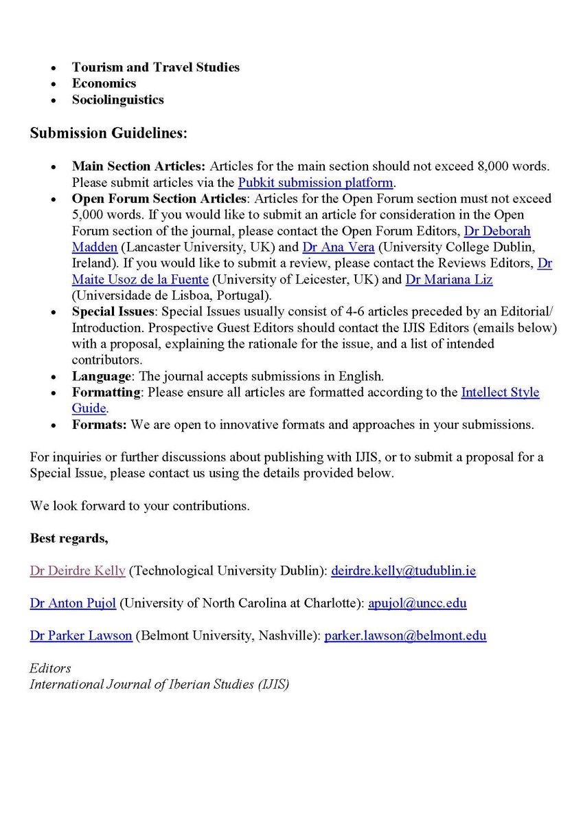 📢 Call for Articles for International Journal of Iberian Studies!  🗓 Deadline submission for this Call: 15 May 2025 📬 Submissions also accepted on a rolling basis 👉 Visit: intellectbooks.com/internationa...  📝#IberianStudies <a href="/antonpujol1/">antonpujol</a> <a href="/aparkerlawson/">Parker Lawson, PhD</a> <a href="/ACIS46th/">ACIS-Association for Contemporary Iberian Studies</a>