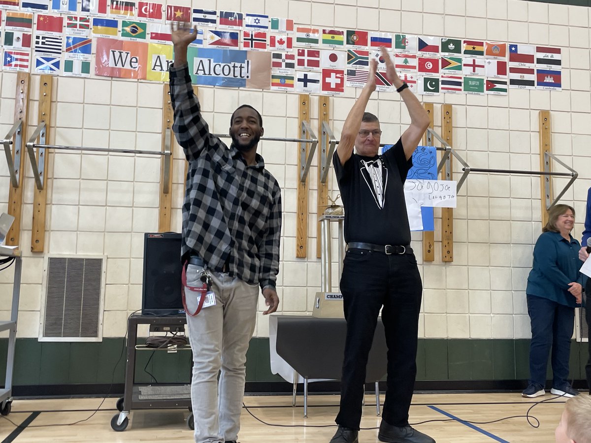 AlcottSchool's tweet photo. The Final 4 of the Rock-Paper-Scissors Tournament occurred today. In the 1st round, Mrs. Desmond was victorious over Mrs. Libby. In the 2nd round, Mr. Kyrie beat Mr. Joe. In the finals, Mr. Kyrie narrowly beat Mrs. Desmond. Thanks to everyone for supporting this community event. https://t.co/kyMDnz4vIU