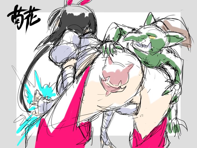 うちの子落書き・最強尻巫女菊花。 