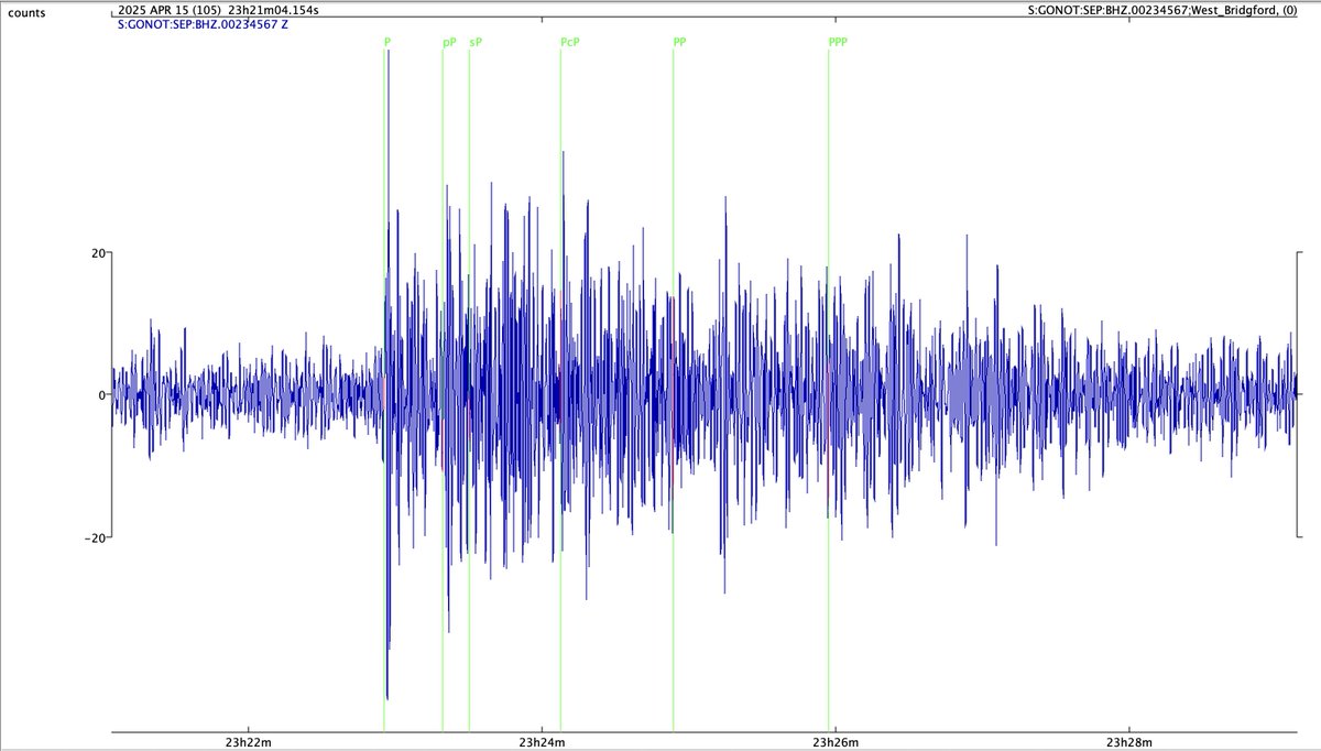 M5.6 earthquake, Afghanistan, at 23.13 UTC on 15 April 2025. Recorded in Nottingham using 'slinky' school seismometer
#earthquake ⚒️ #geology 🦕
earthquake.usgs.gov/earthquakes/ev…