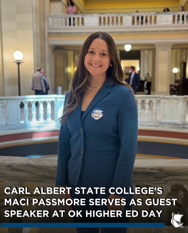 CARL ALBERT STATE COLLEGE’S MACI PASSMORE SERVES AS GUEST SPEAKER AT OK HIGHER ED DAY: Carl Albert State College (CASC) was proud to participate in Oklahoma Higher Education Day at the State Capitol.

Full release- carlalbert.edu/2025/04/16/car…