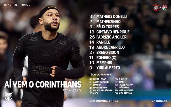 TIMÃO ESCALADO! Saiba como o Timão vai a jogo!