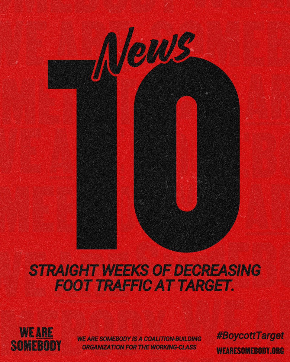 🚨FOR 10 STRAIGHT WEEKS, FOOT TRAFFIC HAS DECREASED AT TARGET🚨

Not only is our call to #BoycottTarget effective, it’s getting stronger.

Stay tuned for more updates soon.