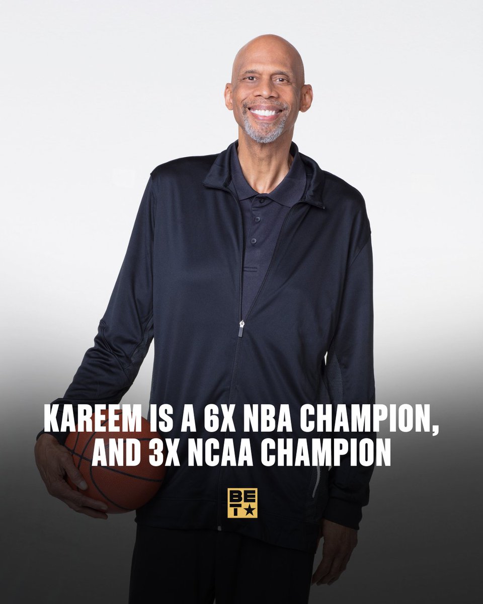 BET's tweet photo. Happy Birthday to the Captain, the one and only Kareem Abdul-Jabbar. From dominating the NCAA to his legendary NBA career, he embodied excellence and left an unmatched legacy.
A true icon of Black athleticism and intellectualism.
#kareemabduljabbar #betbirthday #thecaption #nba https://t.co/AoUfvtDiN5
