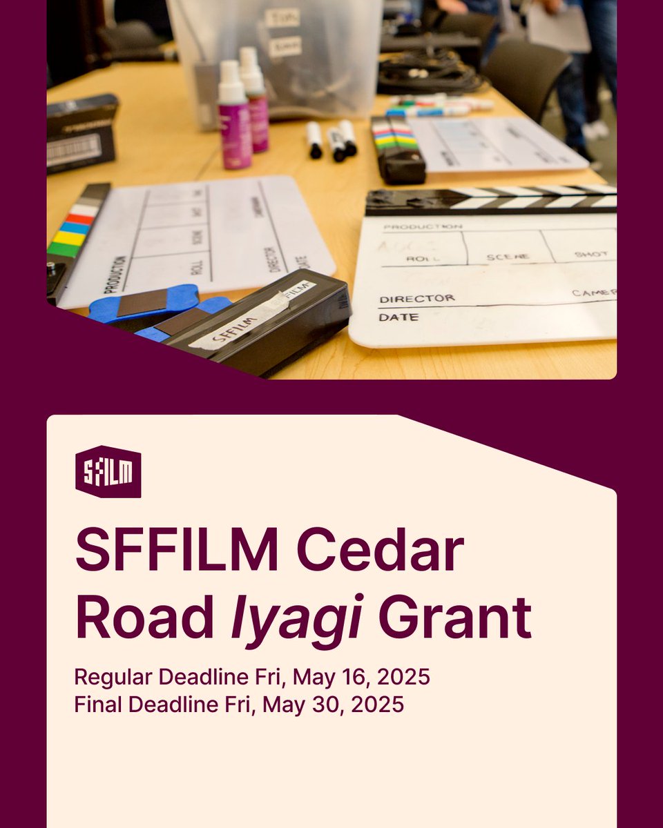 SFFILM funding opportunities are open!

🎞️ Rainin Grant
🎞️ Sloan Science in Cinema Filmmaker Fellowship 
🎞️ Sloan Stories of Science Development Fund
🎞️ Cedar Road Iyagi Grant
🎞️ Documentary Film Fund

sffilm.org/makers